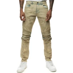 Waxed Zipper Moto Jeans