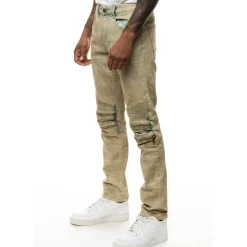 Waxed Zipper Moto Jeans