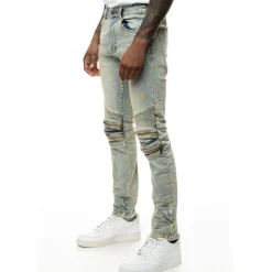 Waxed Zipper Moto Jeans