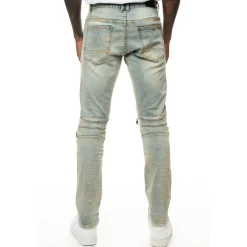 Waxed Zipper Moto Jeans