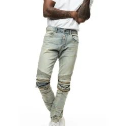 Waxed Zipper Moto Jeans